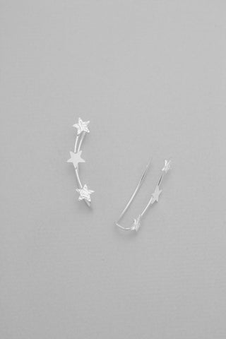Star Line Pin Earrings in Sterling Silver