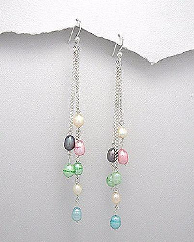 Rainbow Pearl Drop Earrings