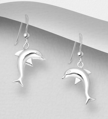 Dolphin Hook Earrings in Sterling Silver