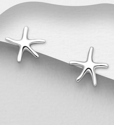 Mini Starfish Earrings in Sterling Silver