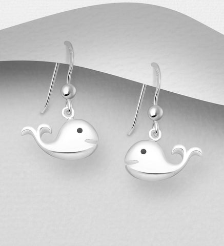 Smiling Whale Hook Earrings