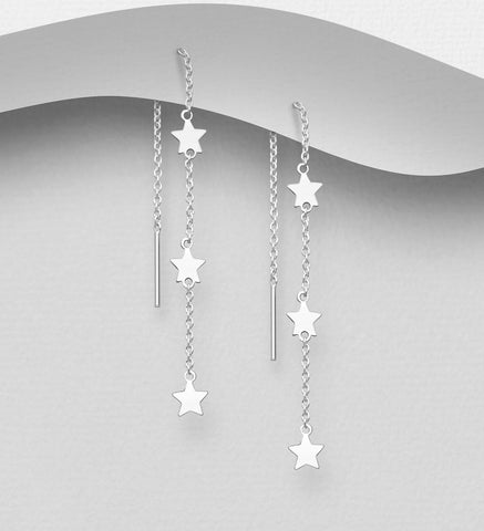 Star Threader Earrings in Sterling Silver