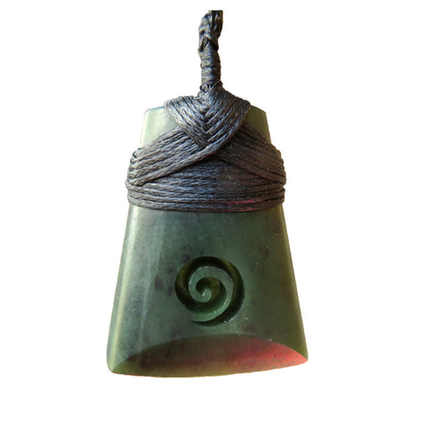 Wedge Greenstone Pendant with carved Koru
