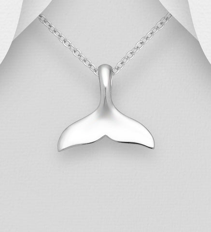 Whale Tail Pendant & Chain in Sterling Silver