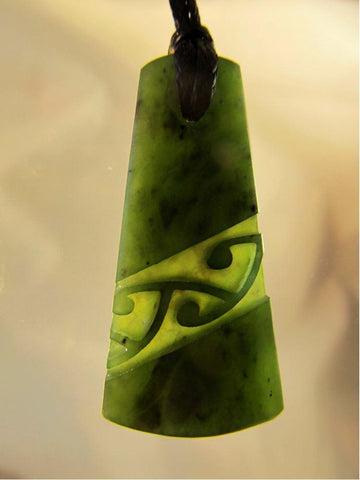 Greenstone Pendant with Diagonal Design
