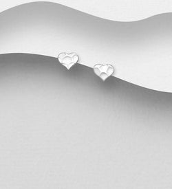 Sterling Silver Textured Heart Push-Back Earrings