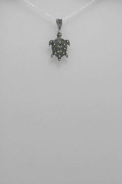 Turtle Marcasite Pendant & chain in Sterling Silver