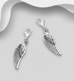 Angel Wing Charm in Sterling Silver