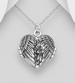 Angel Wings Sterling Silver Heart Locket
