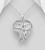 Angel Wings Heart Locket with Antique Finish & Chain