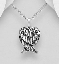 Crossed Angel Wing Pendant in Sterling Silver