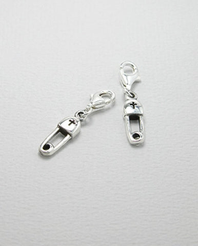 Baby Safety Pin Charm in Sterling Silver