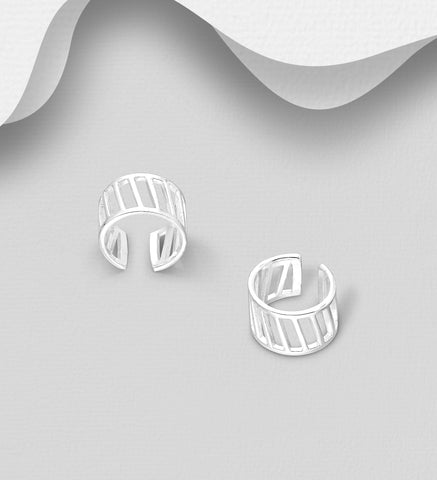 Bar Cuff Earrings in Sterling Silver