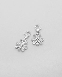 Butterfly Charm with CZ diamonds in Sterling Silver