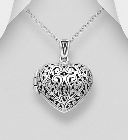 Filigree Heart Locket & Chain