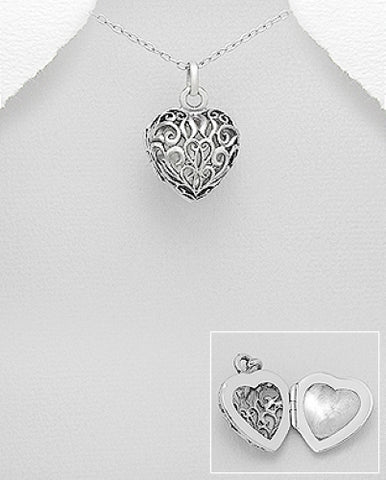 Filigree Top Heart Locket & Chain