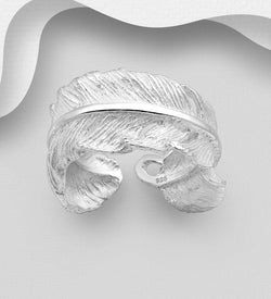 Solid Sterling Silver Feather Ring