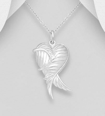 Angel Wings Heart Locket with one hinge & Chain