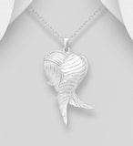 Angel Wings Heart Locket with two hinges & Chain