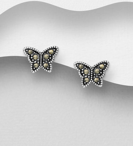 Marcasite Butterfly Earrings in Sterling Silver