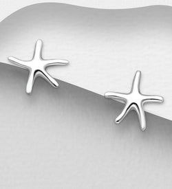 Mini Starfish Earrings in Sterling Silver