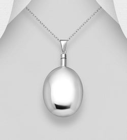 Oval Cremation Keepsake Pendant in Sterling Silver