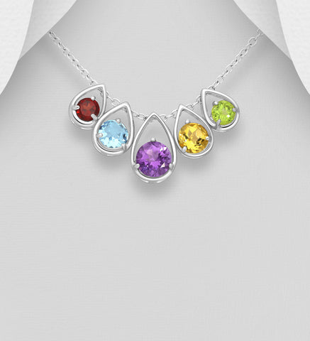 Rain Drops Gemstones Pendant