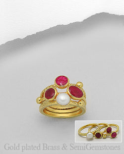 Ruby & Pearl 3 stacking rings