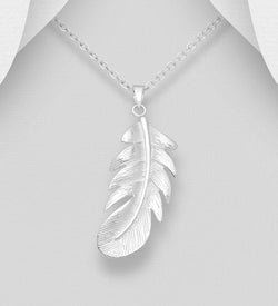 Single Feather Pendant in Sterling Silver