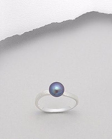 Single Tahitian Blue Pearl Ring Sterling Silver