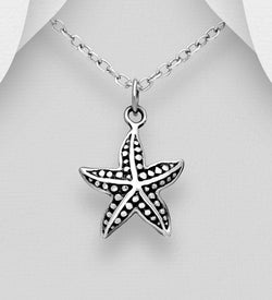 Sweet Sterling Silver Starfish Pendant & Chain