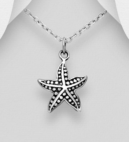 Sweet Sterling Silver Starfish Pendant & Chain