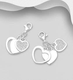 Sterling Silver Triple Hearts Charm