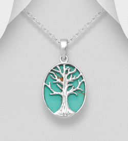 Turquoise Tree of Life Sterling Silver Pendant