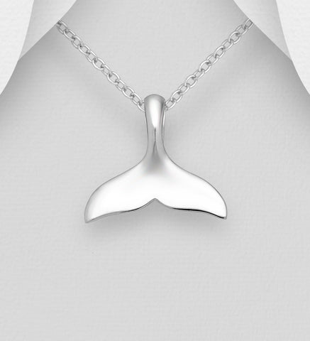 Whale Tail Pendant & Chain in Sterling Silver