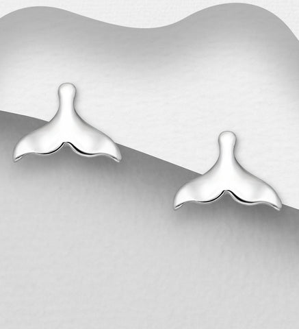 Whale Tail Sterling Silver Earrings